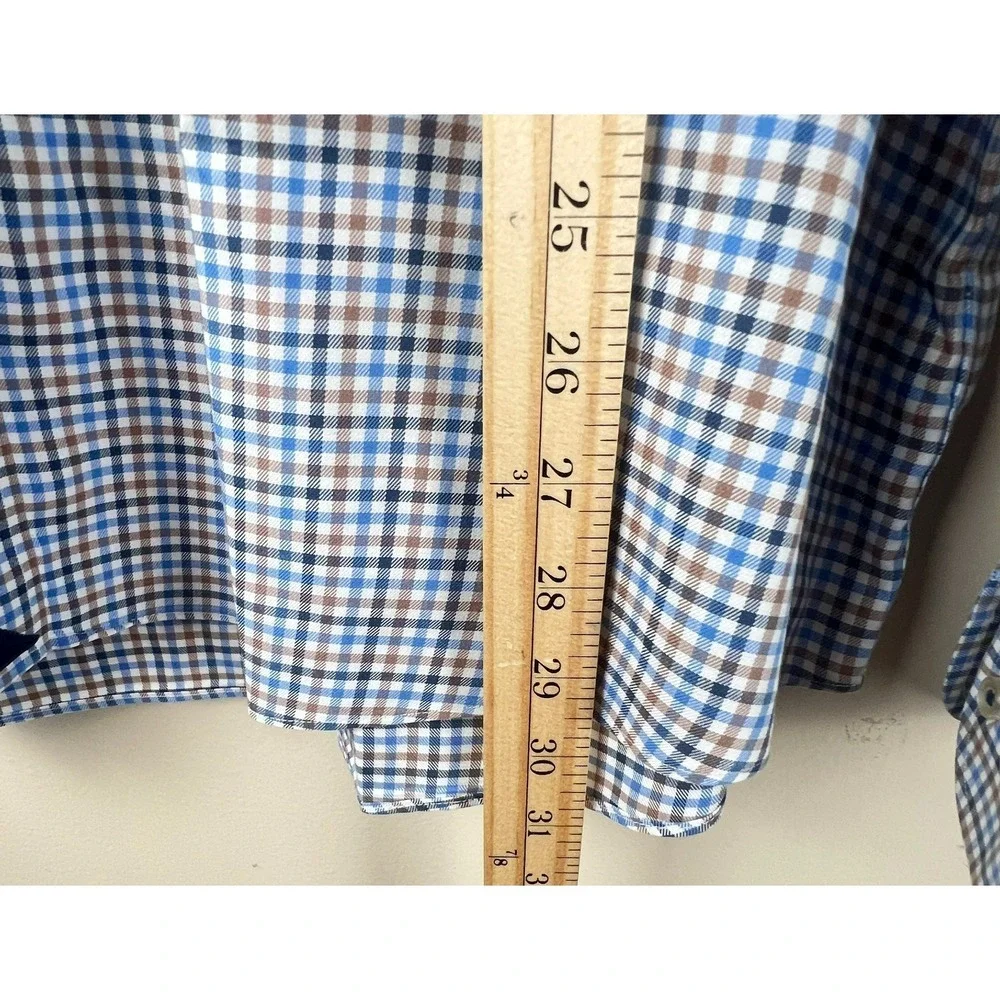 UNTUCKit‎ XXXL Wrinkle Free Button Down Shirt Blue Brown Plaid Cotton